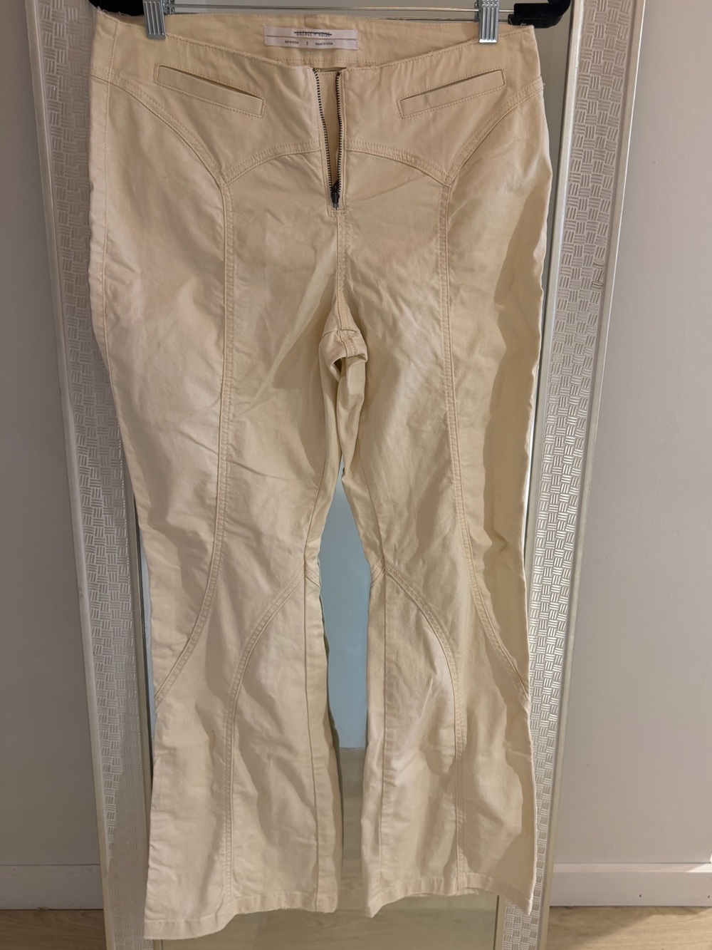 silence + noise Cream Flare Pants with Front Zip